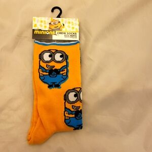 Minions Crew Socks Men's Size 6-12 Universal City Studios Cartoon Colorful